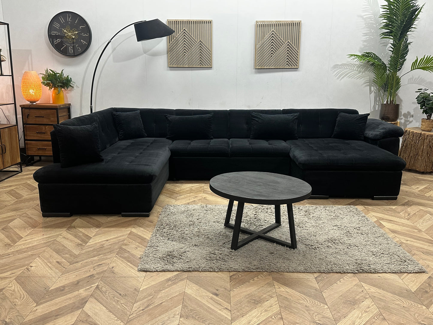 Zwarte Velvet U Bank ~ Vaste Kussens