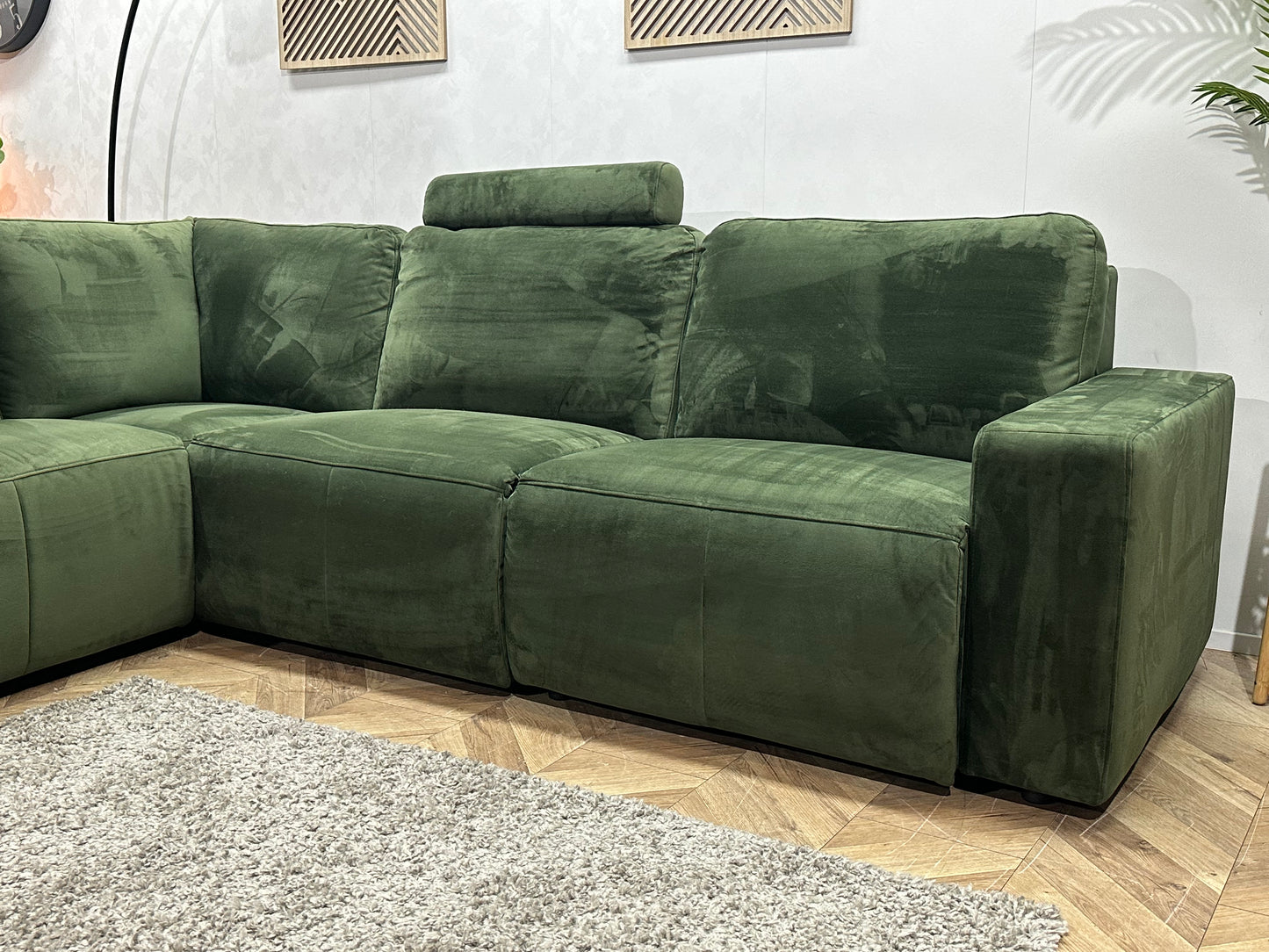 Groene Velvet Hoekbank ~ Nieuwstaat