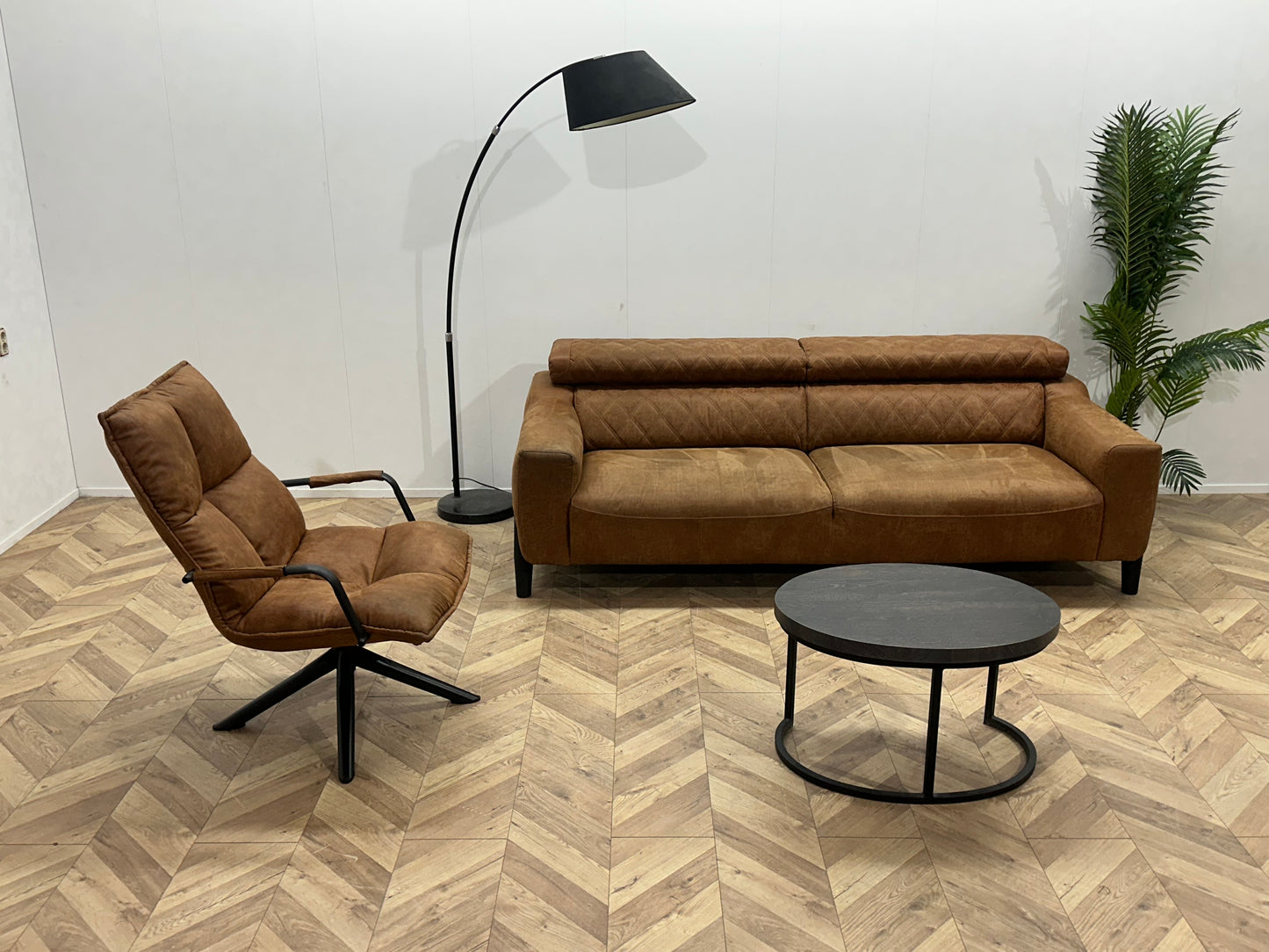 Cognac Bruine Suède Lederen Banken Set ~ Verstelbare Hoofdsteunen