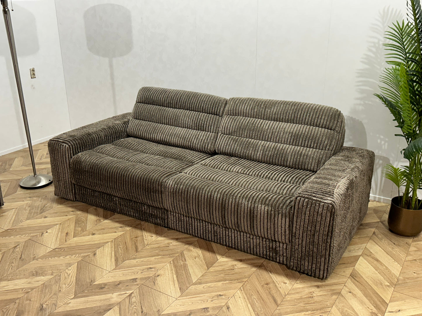 Be Pure Bruine Ribstof Bankenset ~ Losse Rugkussens Met Afneembare Hoezen