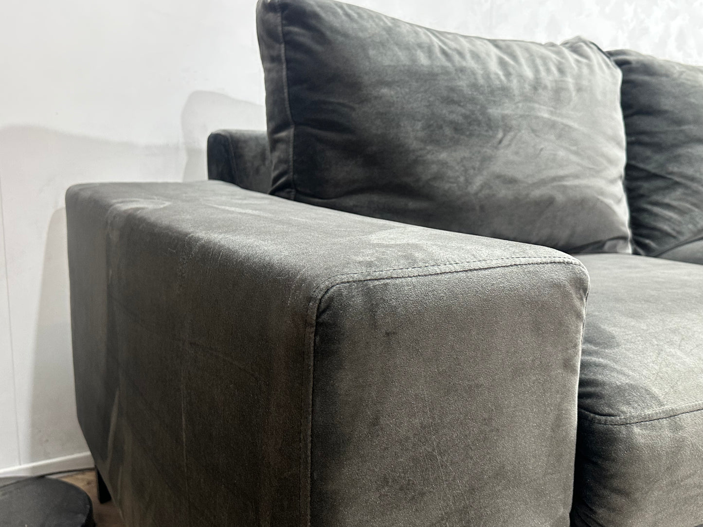 Antraciet Velvet Hoekbank ~ Losse Kussens Met Afneembare Hoezen