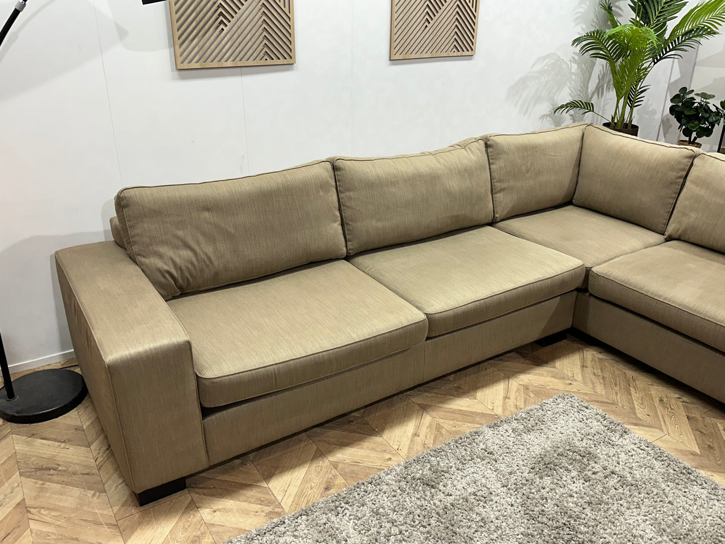 Beige Hoekbank Inc Hocker ~ Losse Kussens Met Afneembare Hoezen