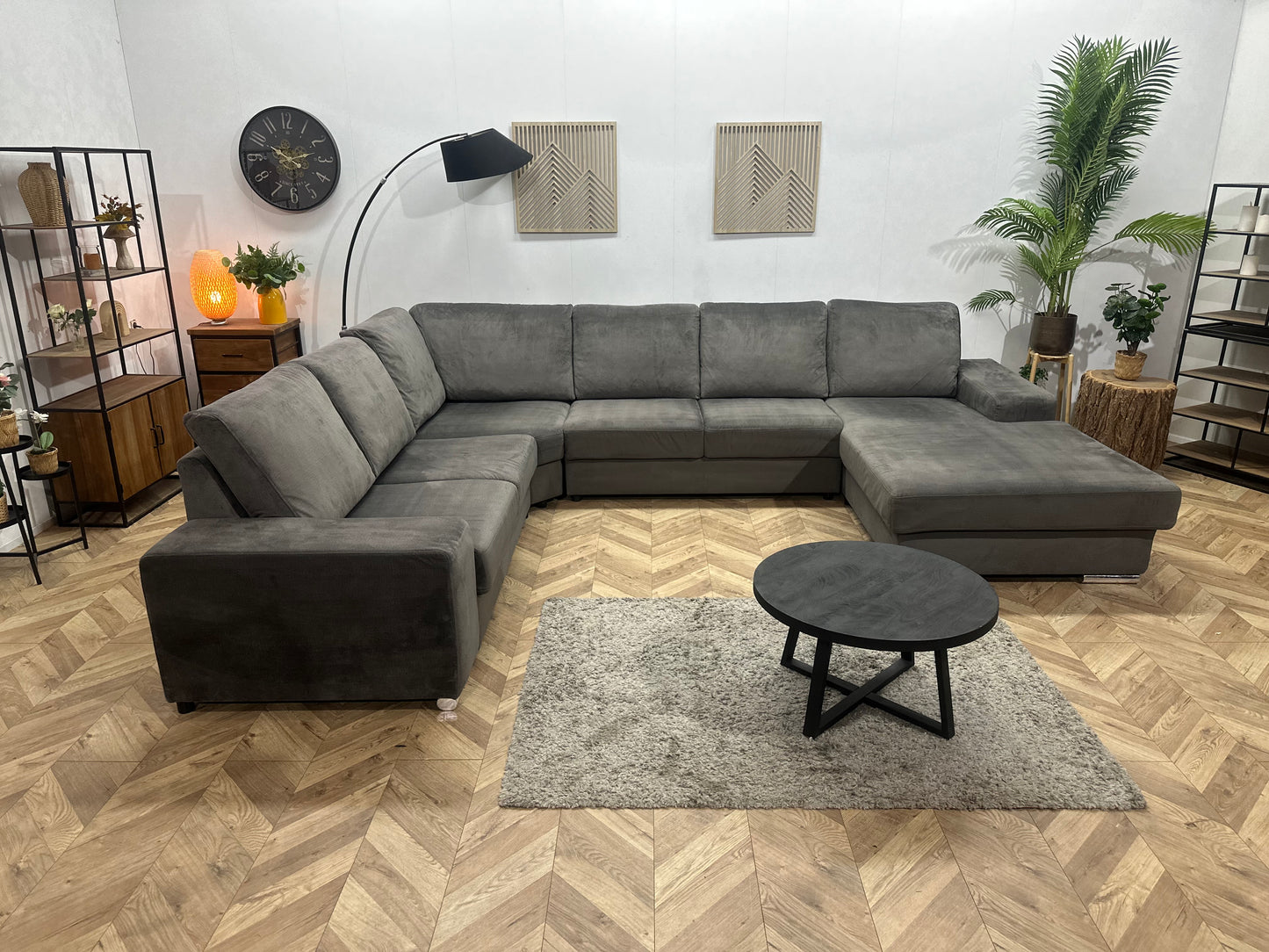 Antraciet Velvet U Bank ~ Losse Rugkussens Met Afneembare Hoezen