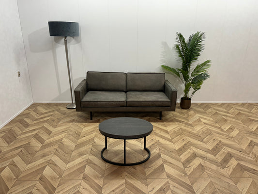 Antraciet Suède Leer 2-Zits Bank ~ Losse Kussens Met Afneembare Hoezen