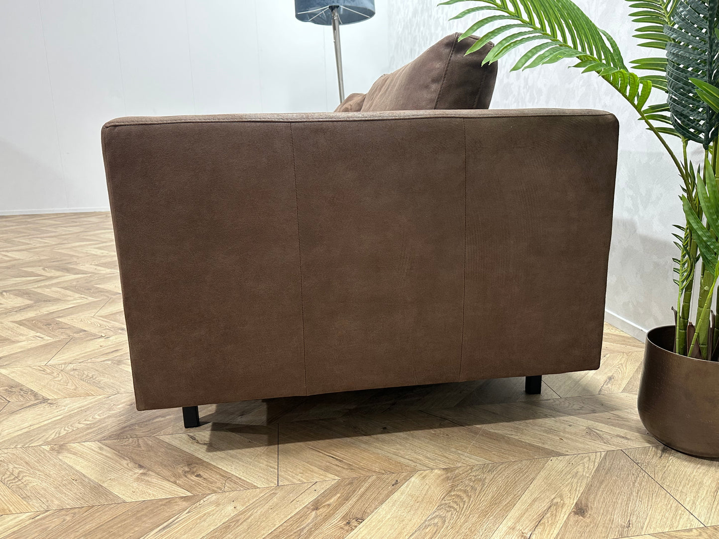 Bruine Suède Lederen Design 3-Zits Bank ~ Nieuwstaat