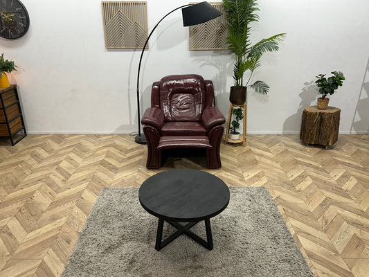 Bordeaux Rode Echt Lederen Fauteuil ~ Geïmpregneerd