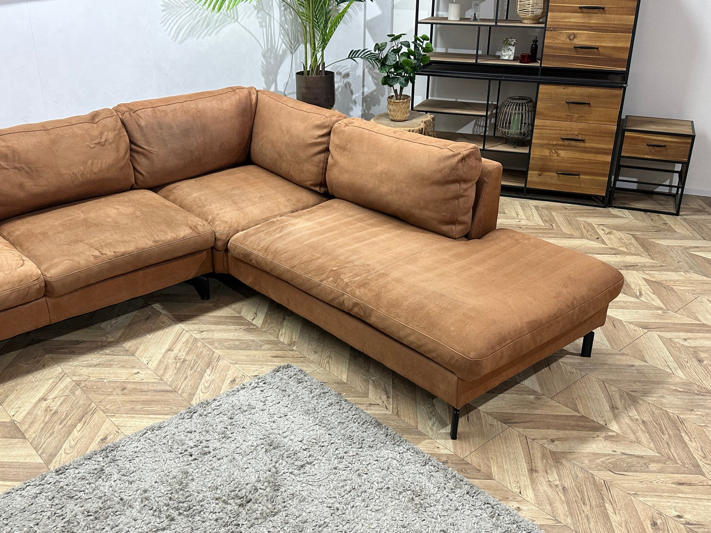 Cognac Bruine Suède Stoffen U Bank ~ Losse Kussens Met Afneembare Hoezen