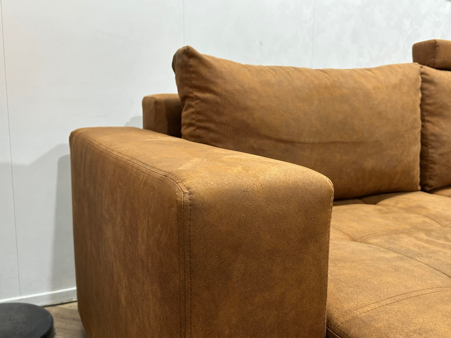 Cognac Bruine Suède Stoffen U Bank ~ Slaapfunctie
