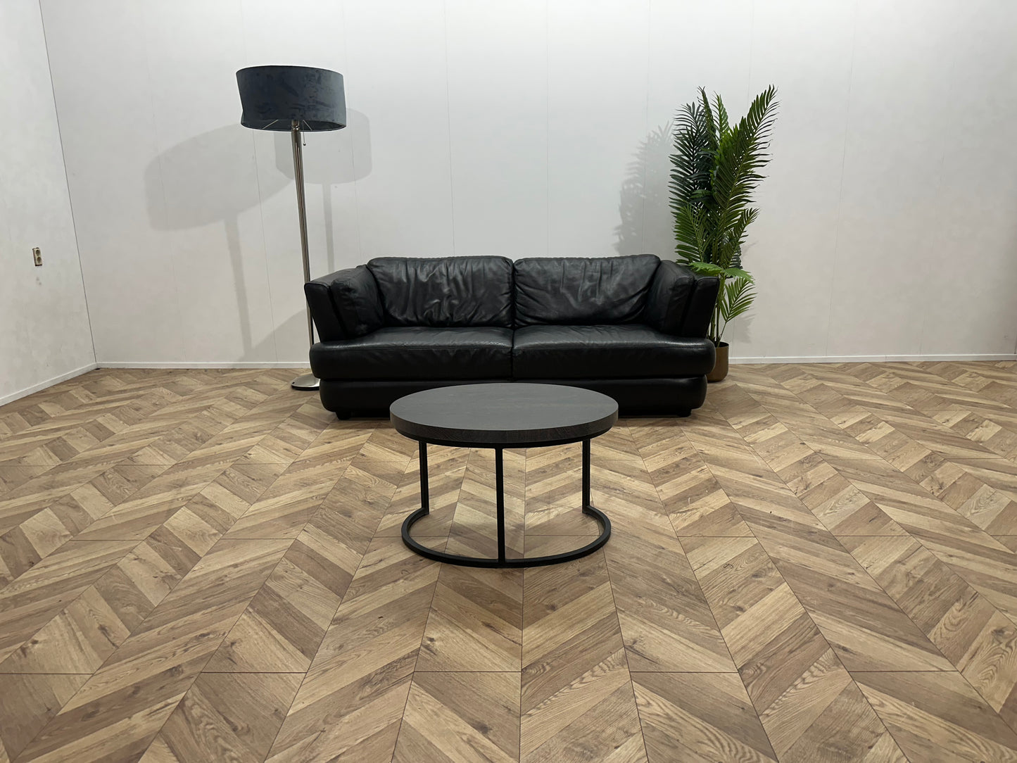 Chateau D’ax Zwart Echt Lederen 2.5-Zits Bank ~ Vaste Kussens