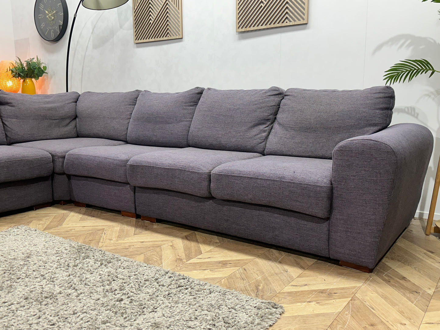 Grijze Hoekbank ~ Vaste Kussens