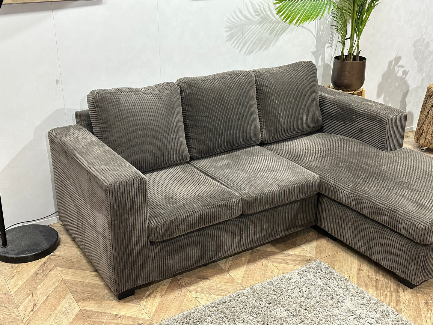 Antraciet Ribstof Hoekbank ~ Meerdere Opstellingen