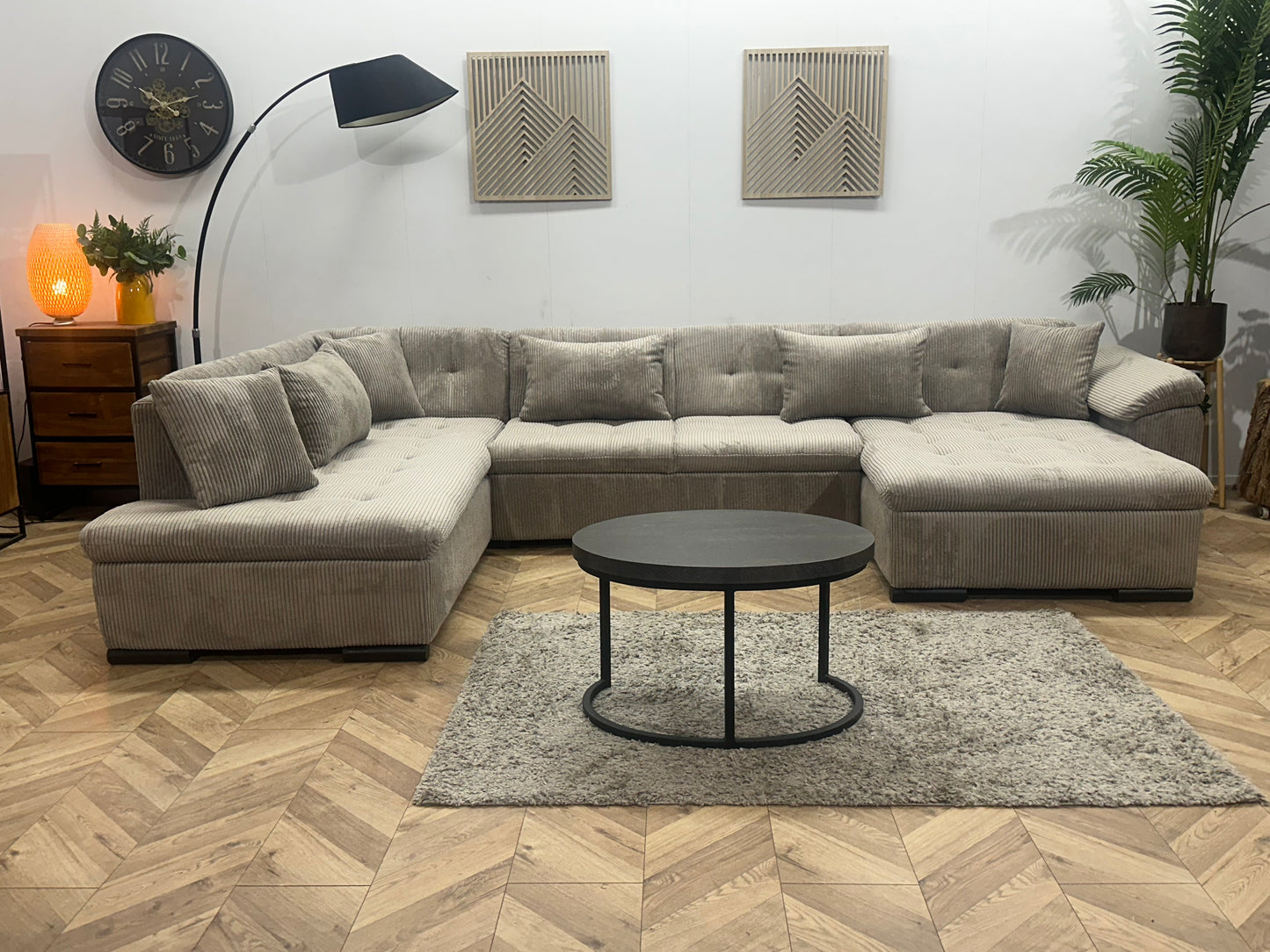 !Showroommodel! Licht Bruine Ribstof U Bank