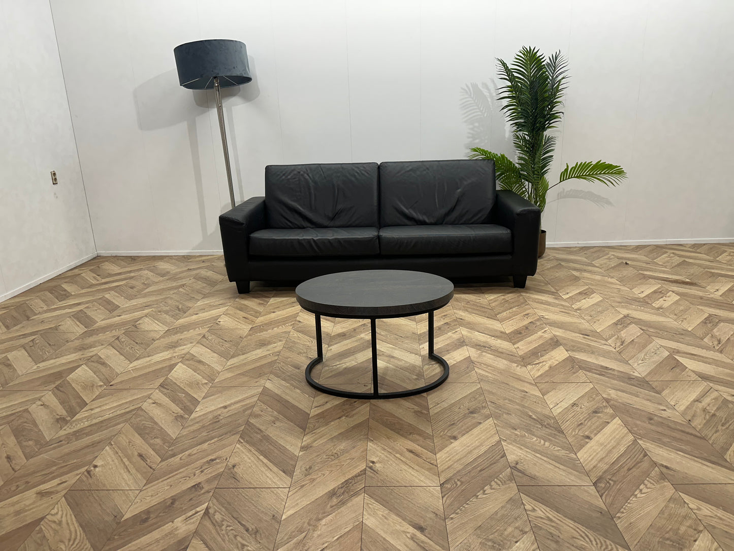 Zwart Echt Lederen 2.5-Zits Bank ~ Losse Kussens Met Afneembare Hoezen