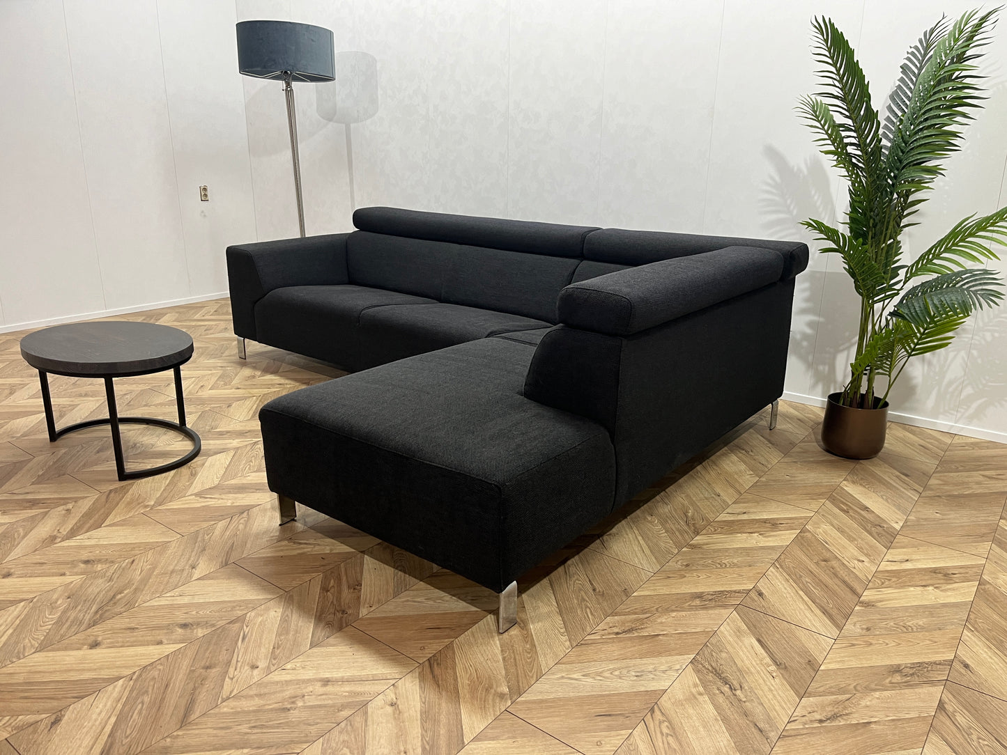 IN.HOUSE Zwarte Hoekbank ~ Verstelbare Hoofdsteunen