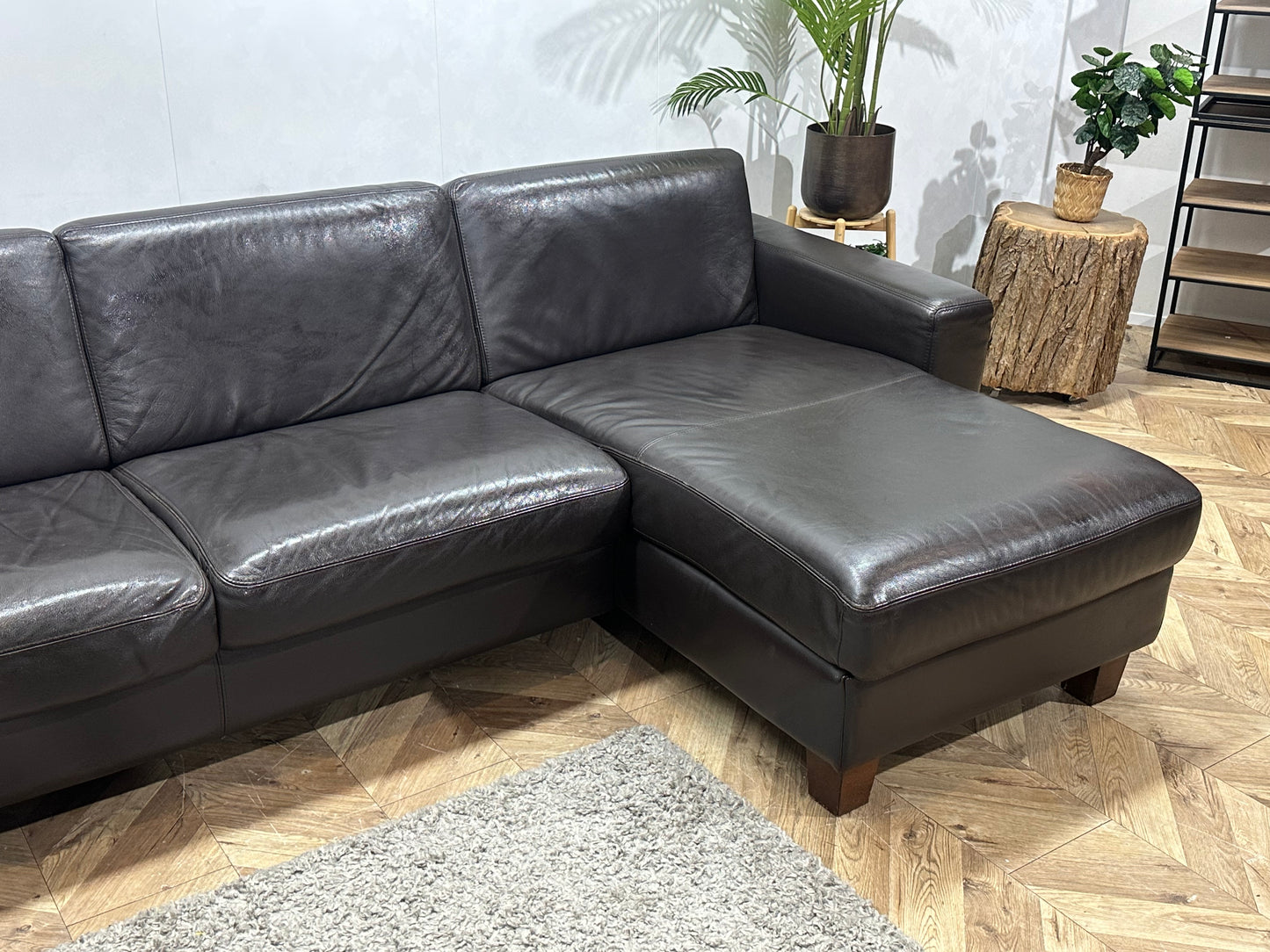 Bruine Echt Lederen Hoekbank ~ Geïmpregneerd