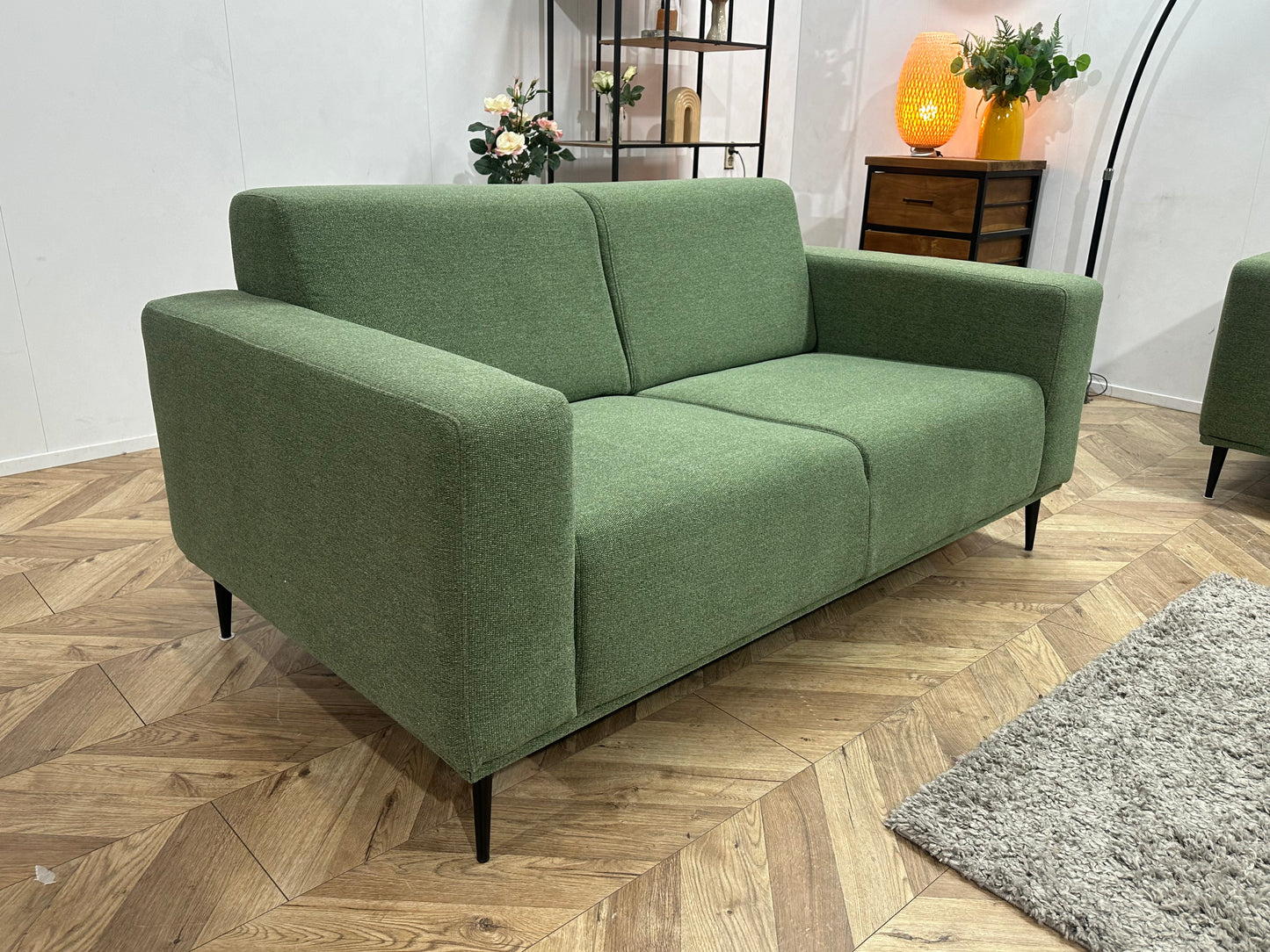 Goossens Groene Stoffen Banken Set Incl Hocker ~ Nieuwstaat