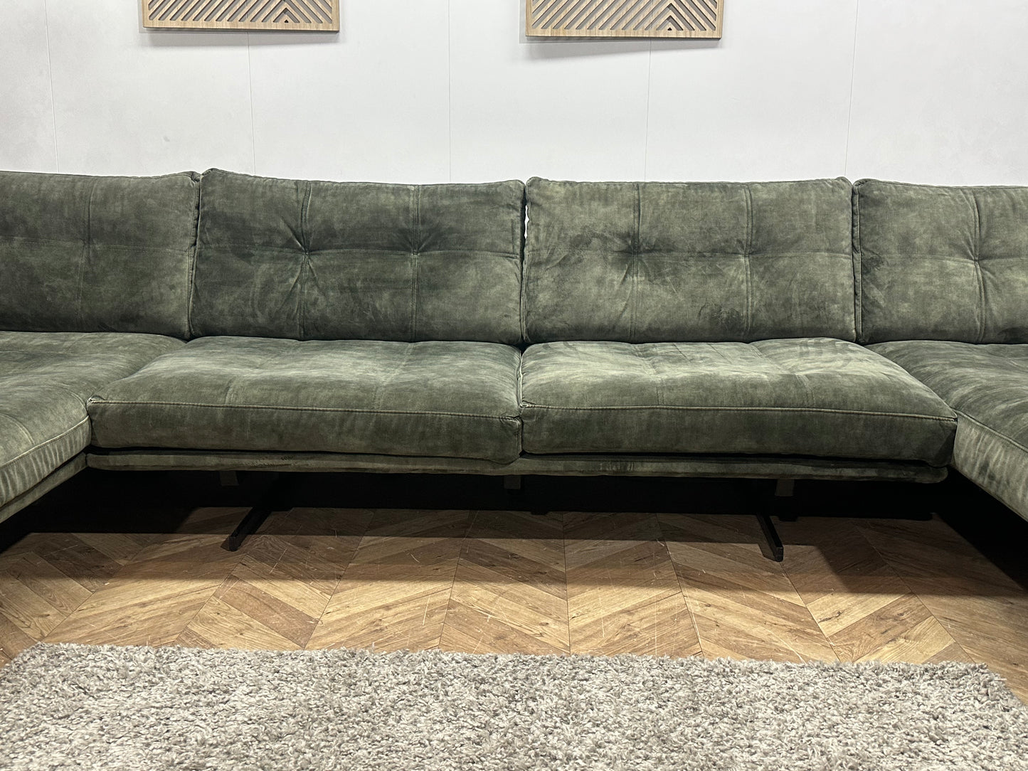 Groene Velvet U Bank ~ Losse Kussens Met Afneembare Hoezen