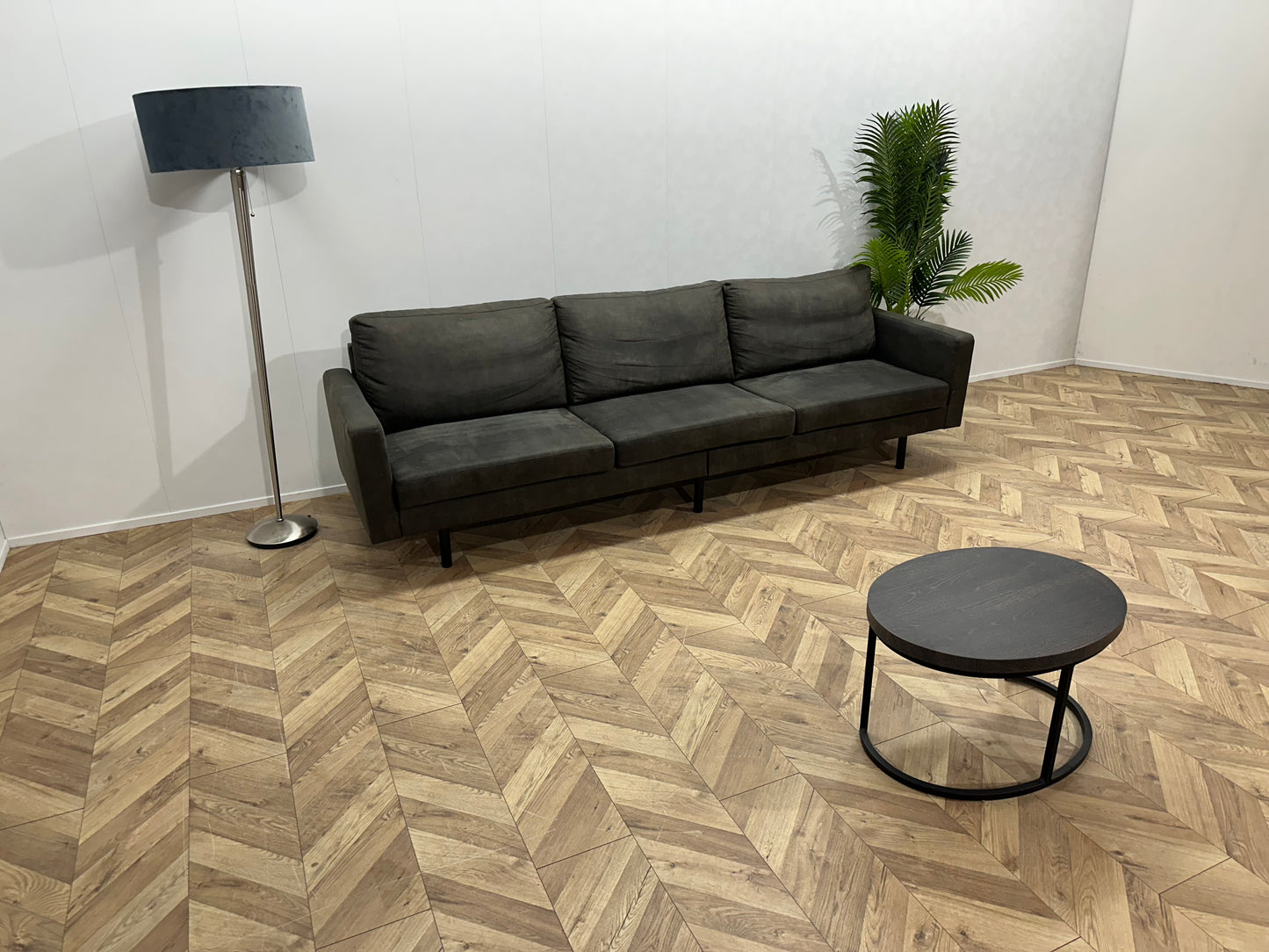 Antraciet Suède Lederen 3-Zits Bank ~ Losse Kussens Met Afneembare Hoezen