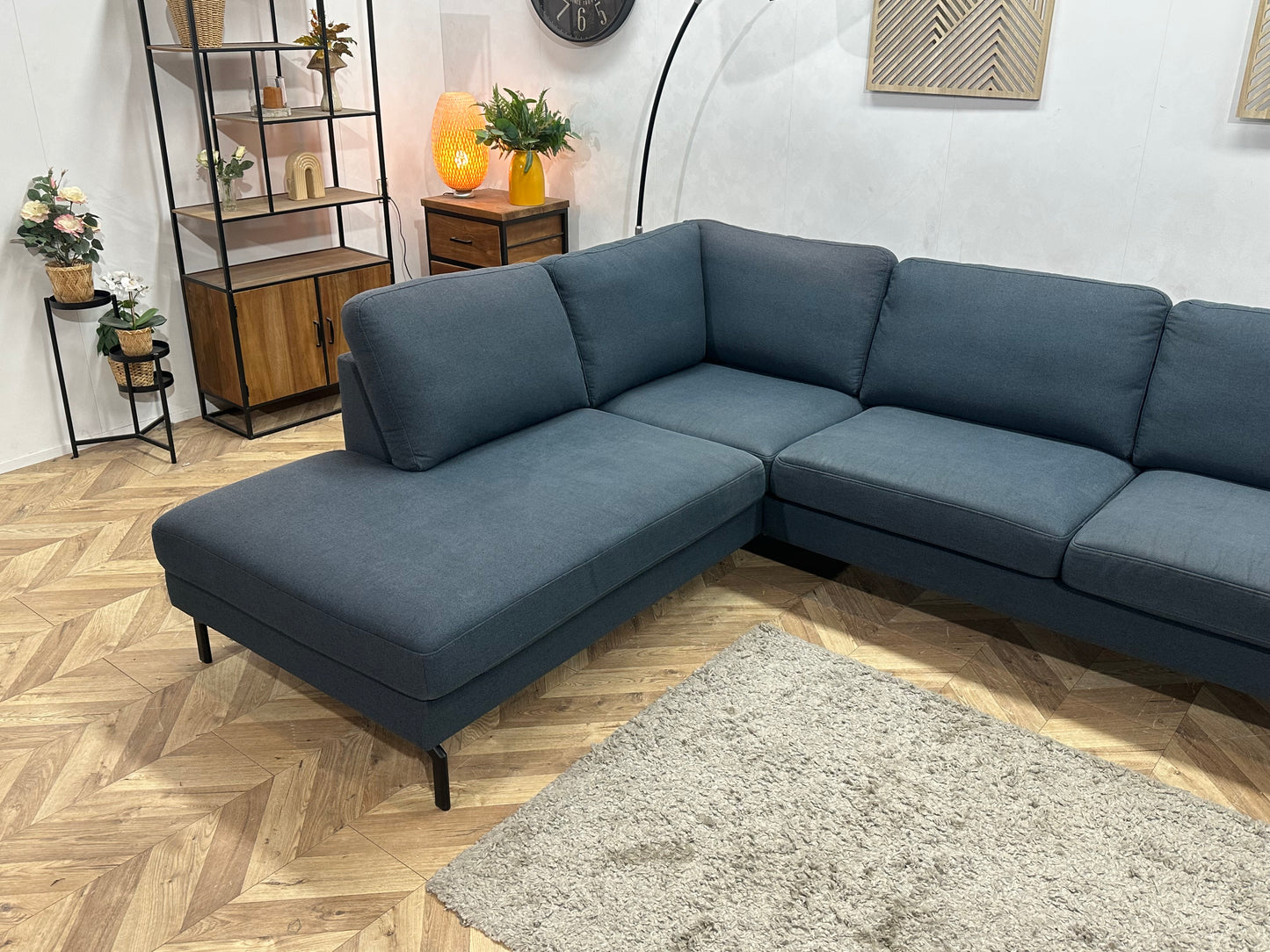 Blauwe Hoekbank ~ Losse Kussens Met Afneembare Hoezen