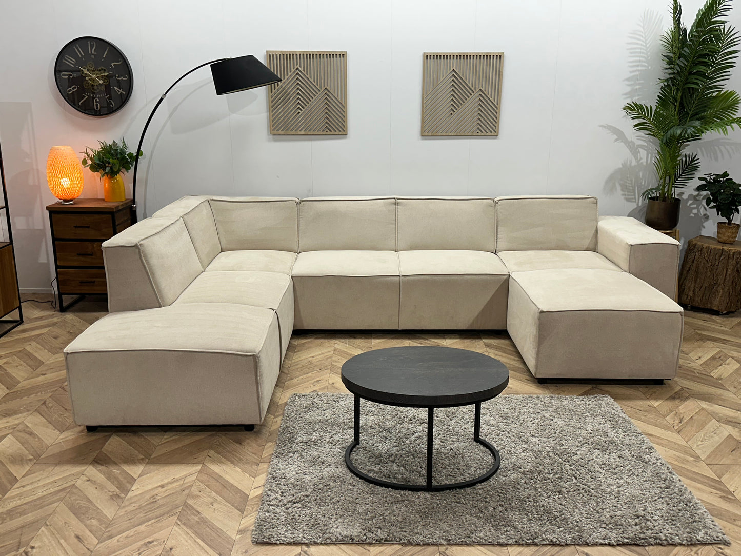 !Showroommodel! Crème Suède Stoffen U Bank