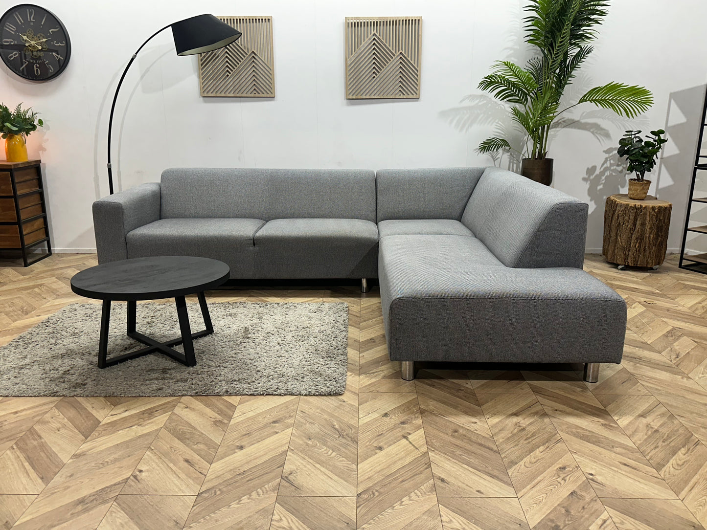 Grijze Hoekbank ~ Vaste Kussens