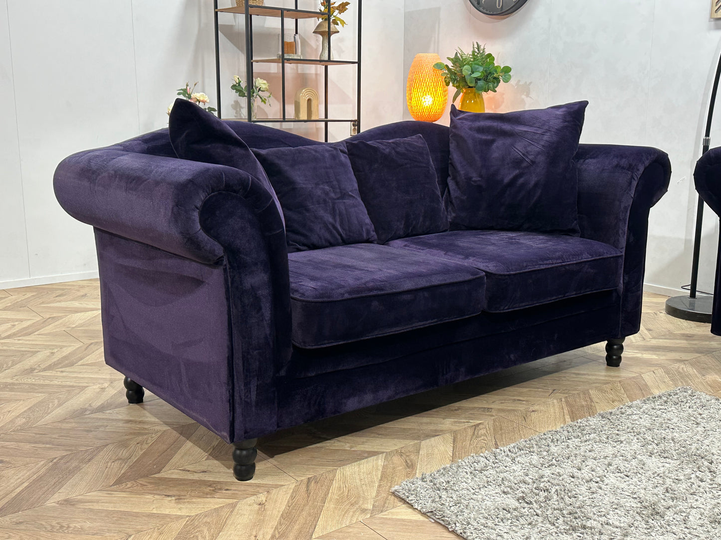 Paarse Velvet Banken Set ~ Losse Kussens Met Afneembare Hoezen