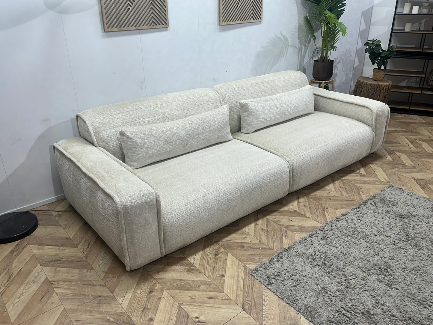 Agpol Witte Cremona Stoffen 3-Zits Bank Inc Hocker ~ Nieuwstaat