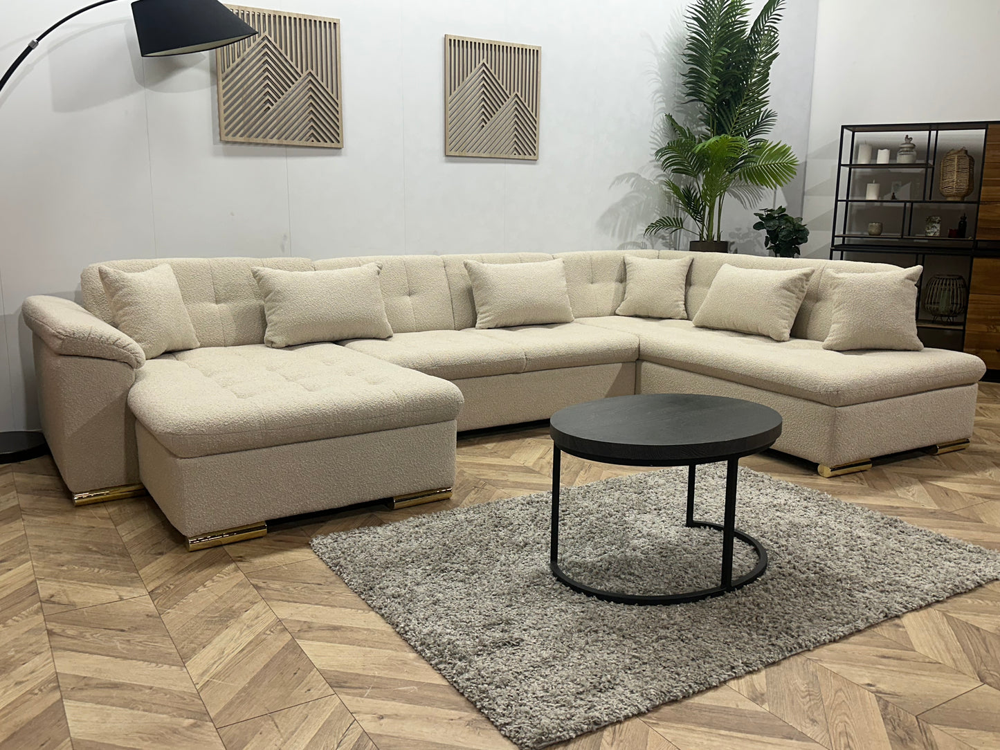 !Showroommodel! Witte/Crème Bouclé U Bank