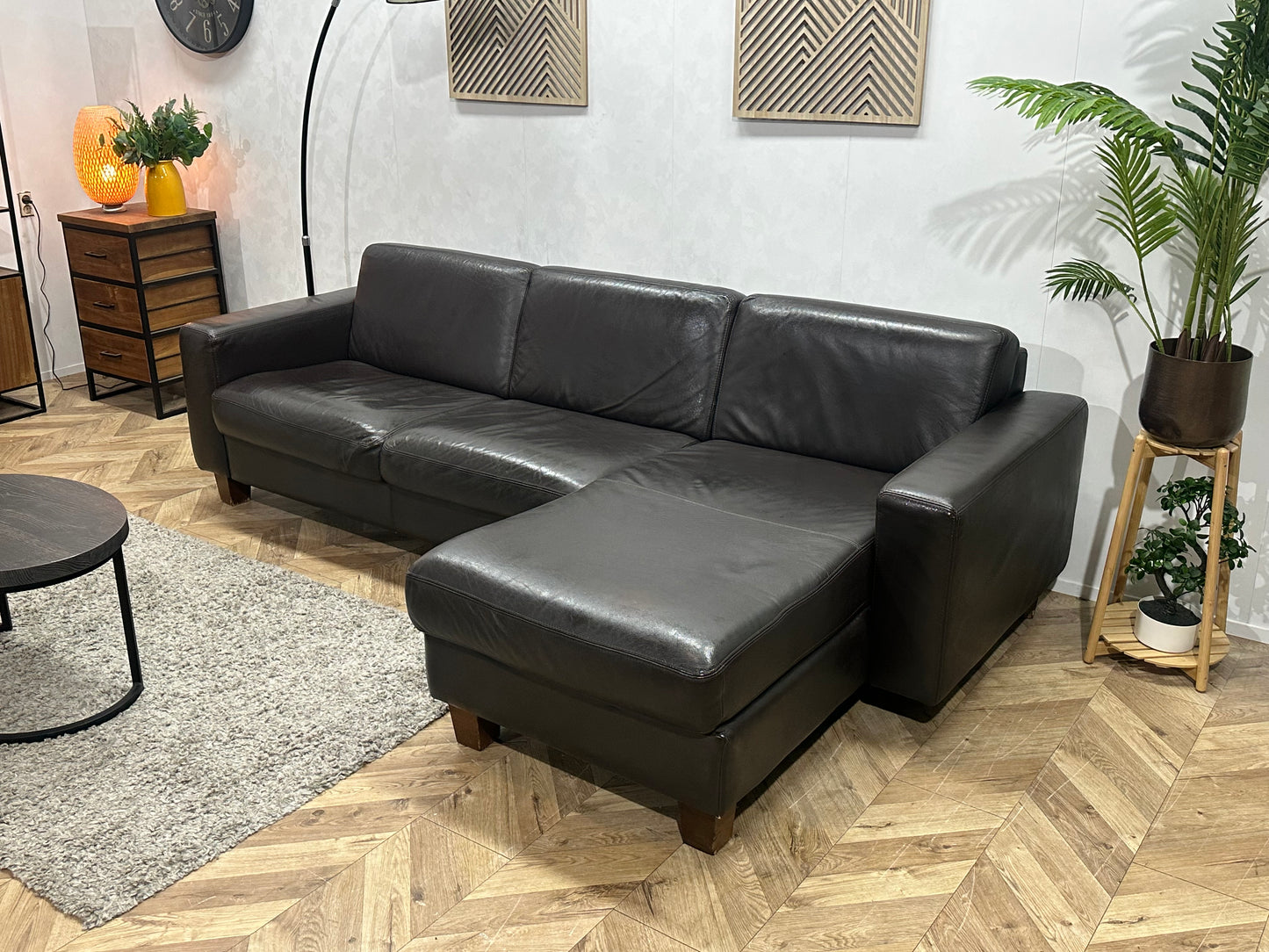 Bruine Echt Lederen Hoekbank ~ Geïmpregneerd