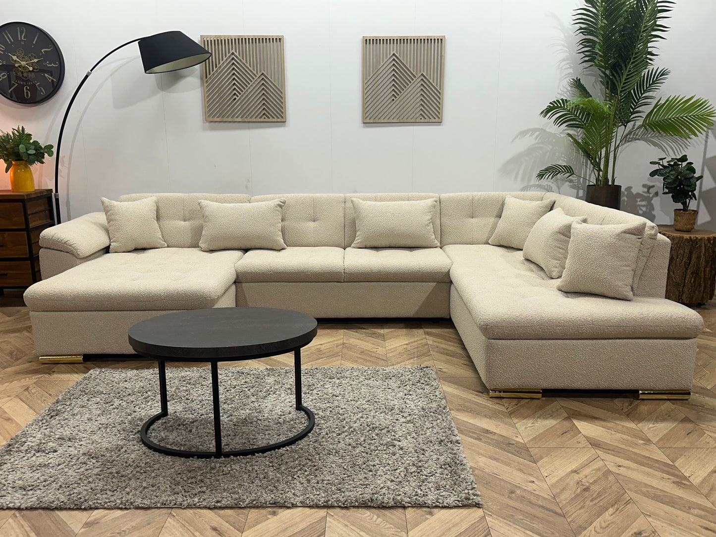 !Showroommodel! Witte/Crème Bouclé U Bank