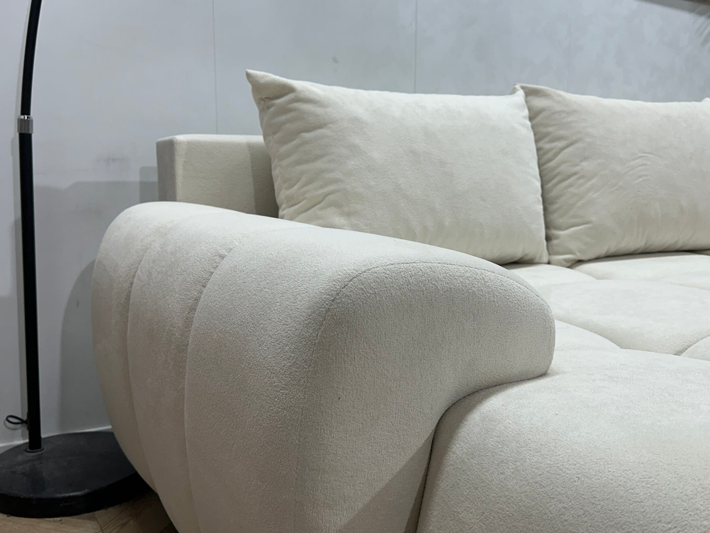 !Showroommodel! Witte Velvet Hoekbank