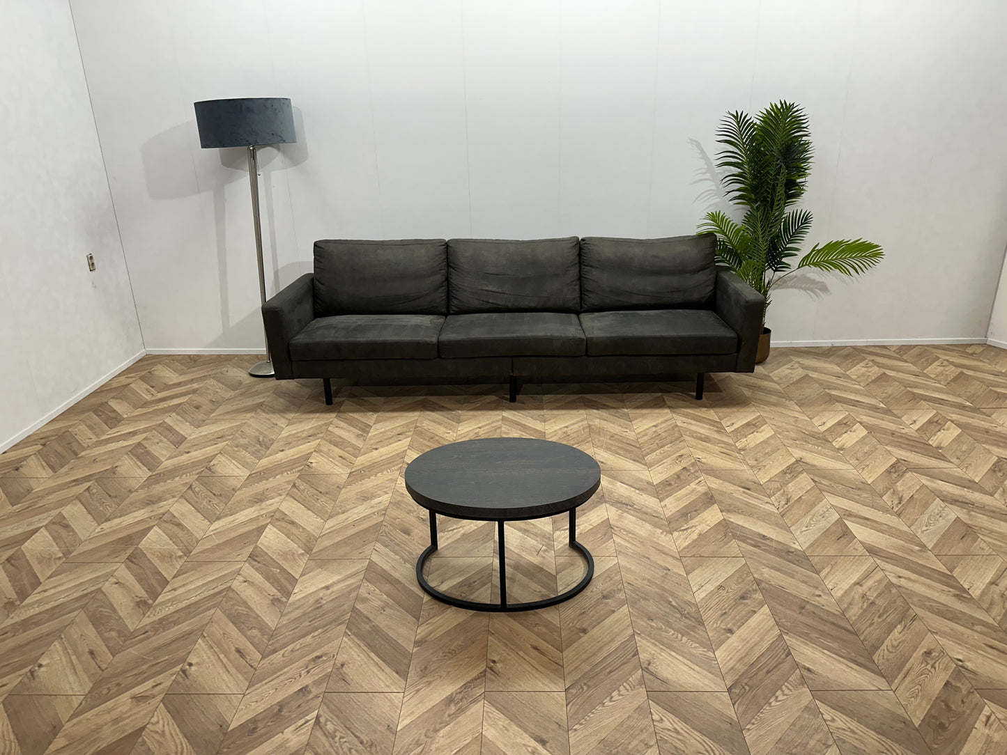 Antraciet Suède Lederen 3-Zits Bank ~ Losse Kussens Met Afneembare Hoezen