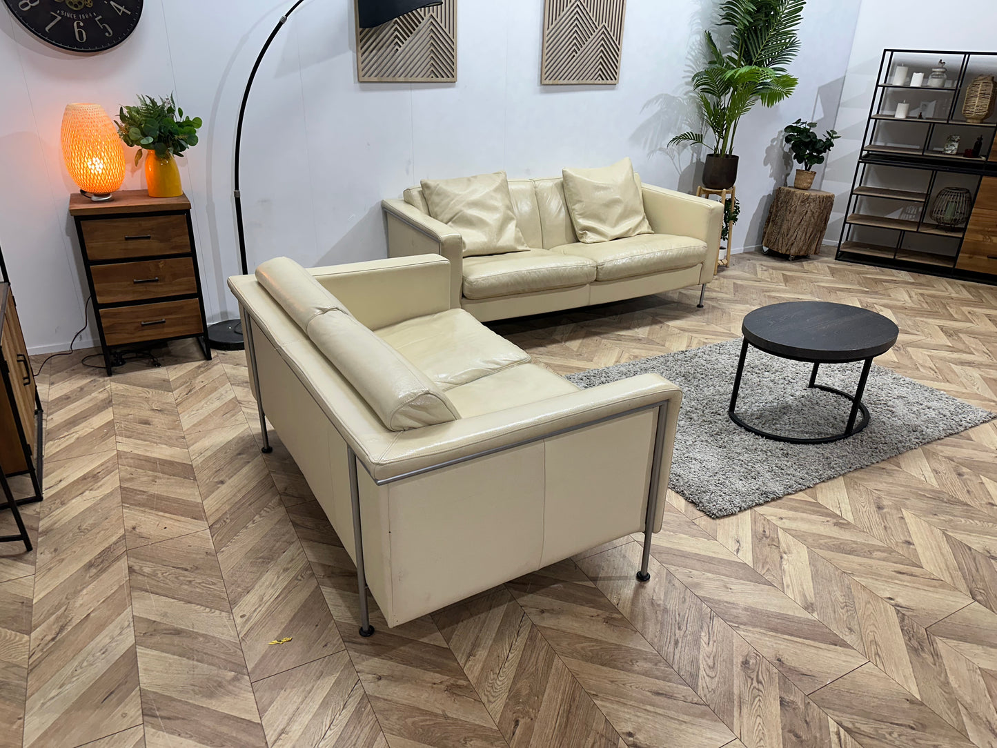 Touché Crème Lederen Banken Set ~ Losse Kussens