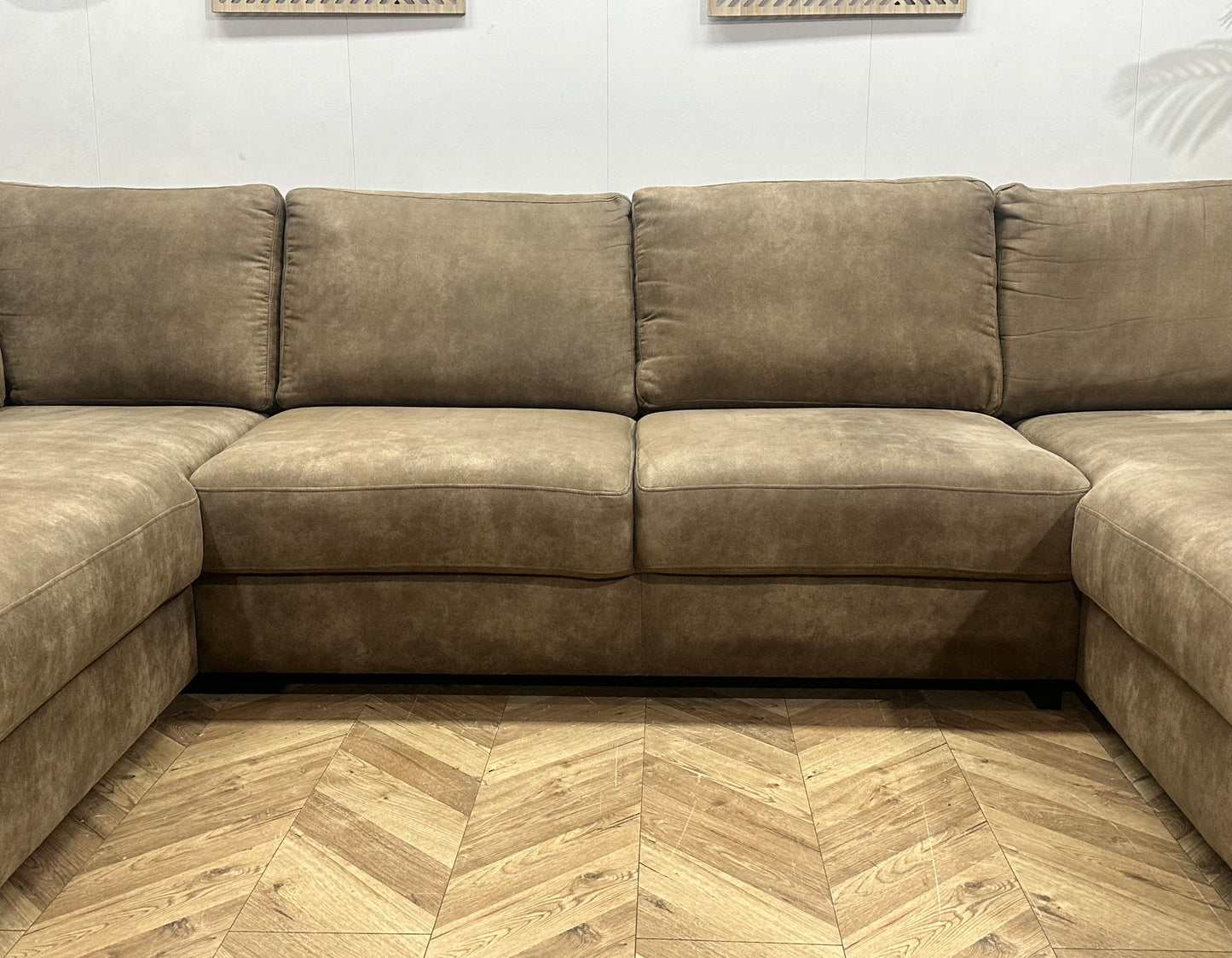 Bruine Suède Stoffen U Bank ~ Losse Rugkussens Met Afneembare Hoezen