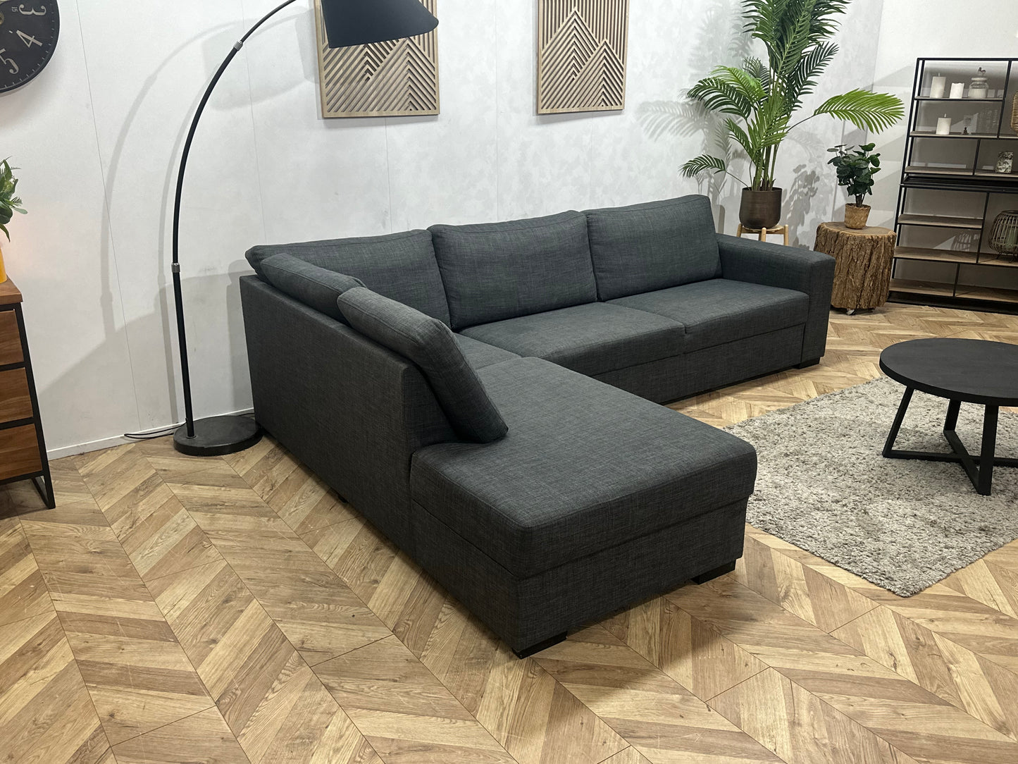 Antraciet Hoekbank ~ Losse Rugkussens Met Afneembare Hoezen