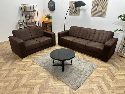 Bruine Suède Stoffen Banken Set ~ Vaste Kussens