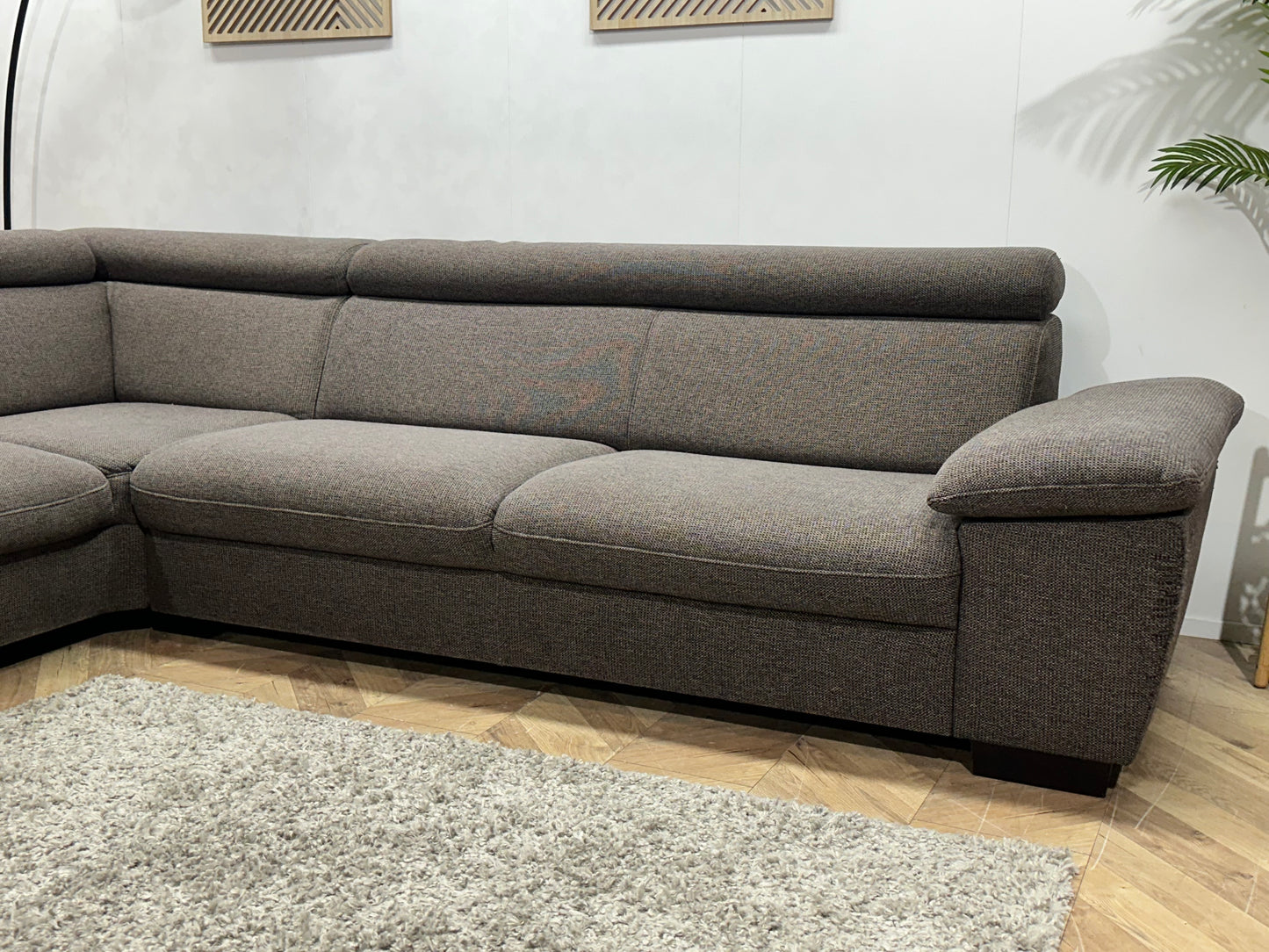 Bruine/Grijze Hoekbank ~ Verstelbare Arm/Hoofdsteunen