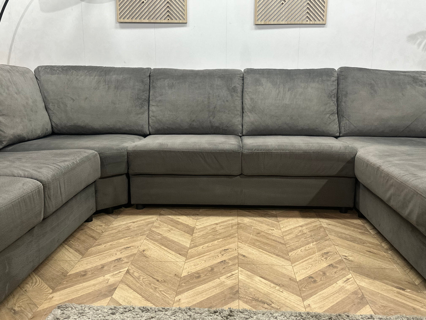 Antraciet Velvet U Bank ~ Losse Rugkussens Met Afneembare Hoezen