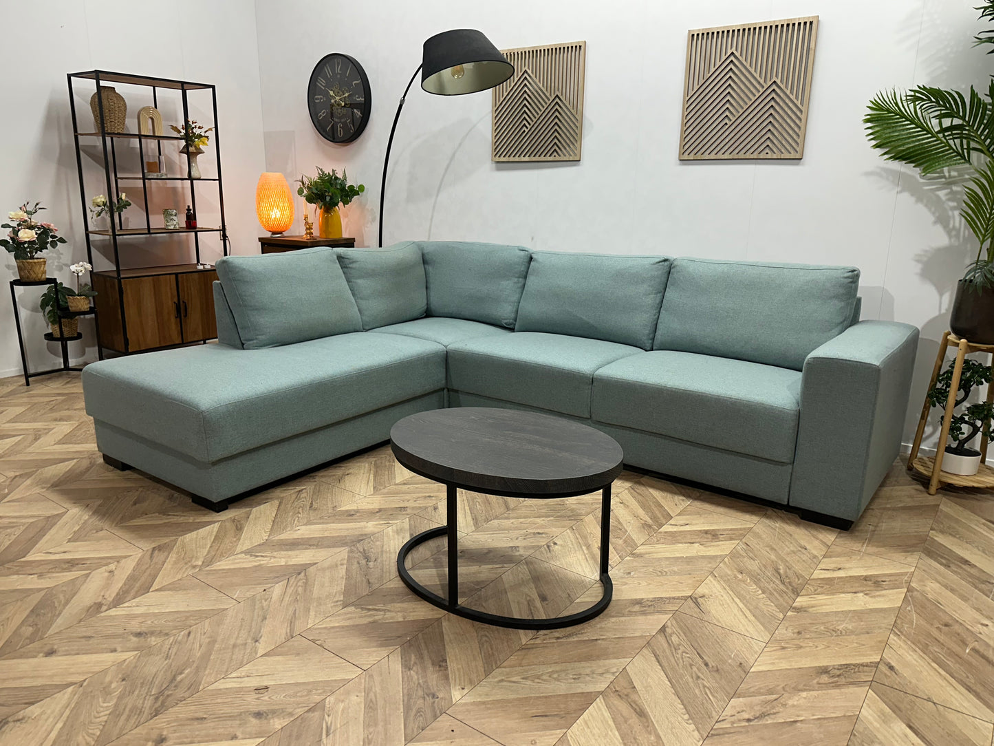 Licht Blauwe Hoekbank ~ Losse Kussens Met Afneembare Hoezen