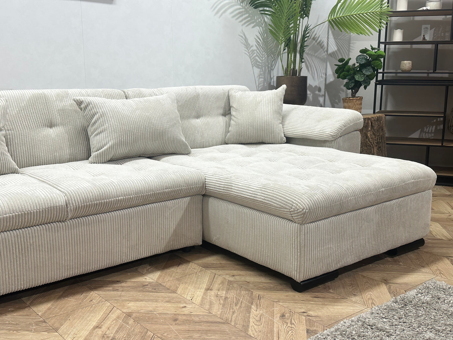 !Showroommodel! Witte Ribstof U Bank