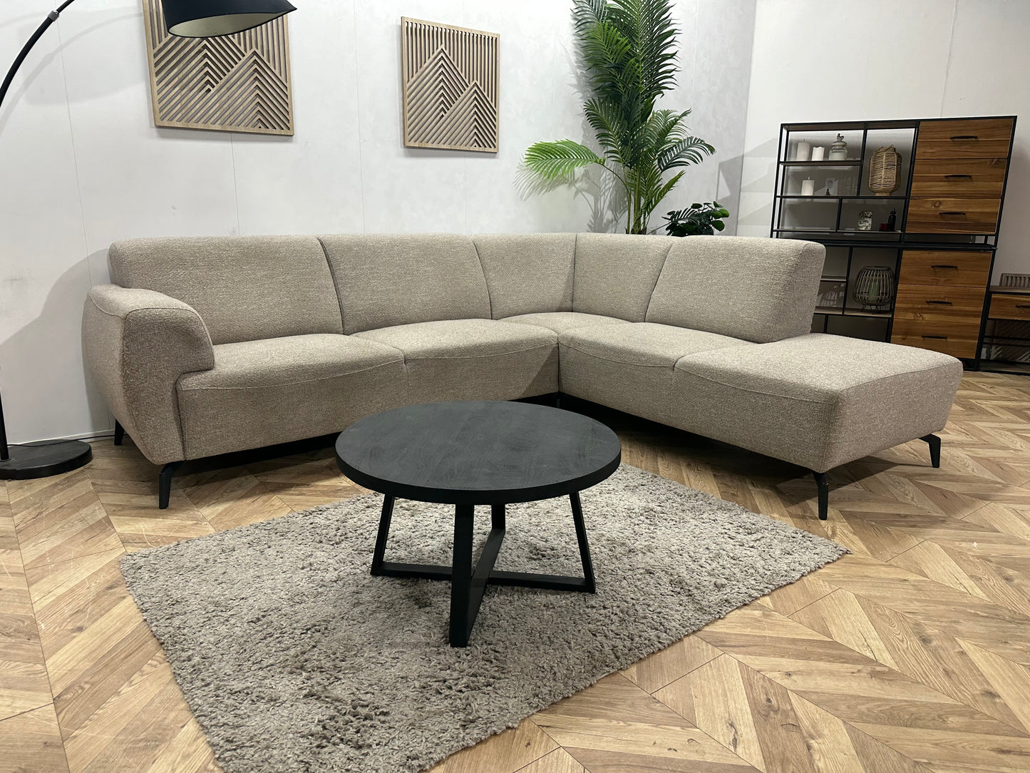 H&H Grijze Hoekbank ~ Vaste Kussens