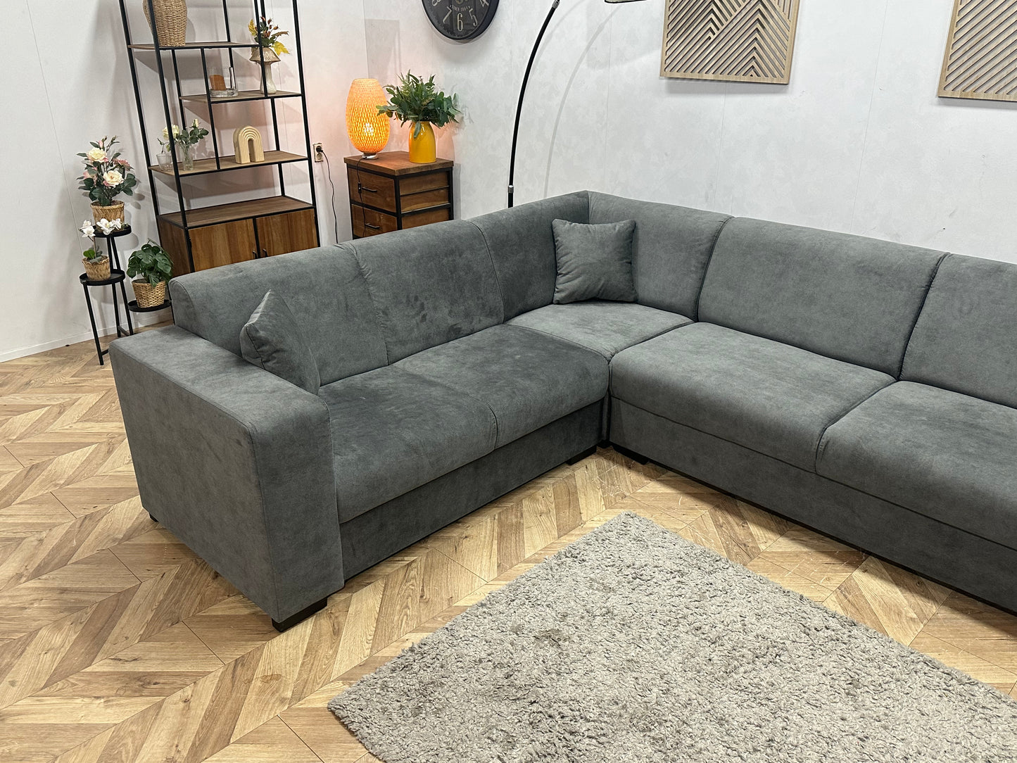 !Showroommodel! Grijze Velvet Hoekbank