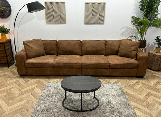 Cognac Bruine Suède Stoffen Rechte Bank ~ Losse Kussens Met Afneembare Hoezen