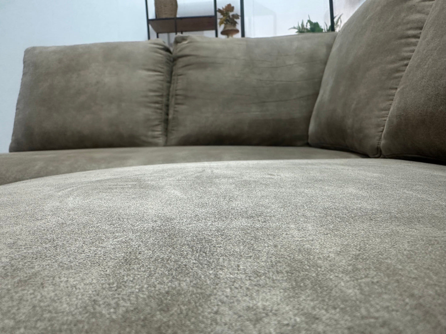 Bruine Suède Stoffen U Bank ~ Losse Rugkussens Met Afneembare Hoezen