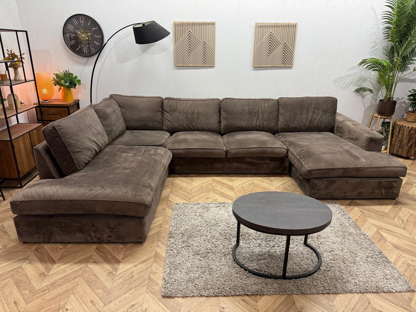 Bruine Velvet U Bank ~ Losse Kussens Met Afneembare hoezen