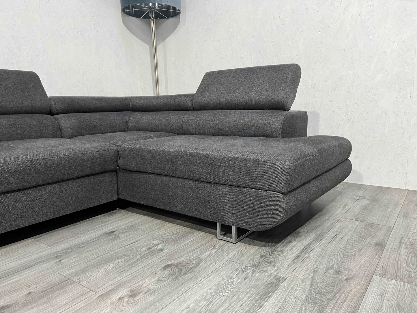 Antraciet Design Hoekbank ~ Verstelbare Hoofdsteunen