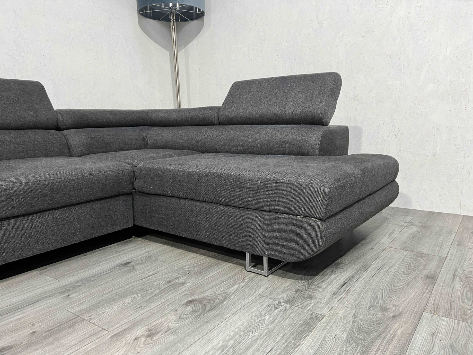 Antraciet Design Hoekbank ~ Verstelbare Hoofdsteunen