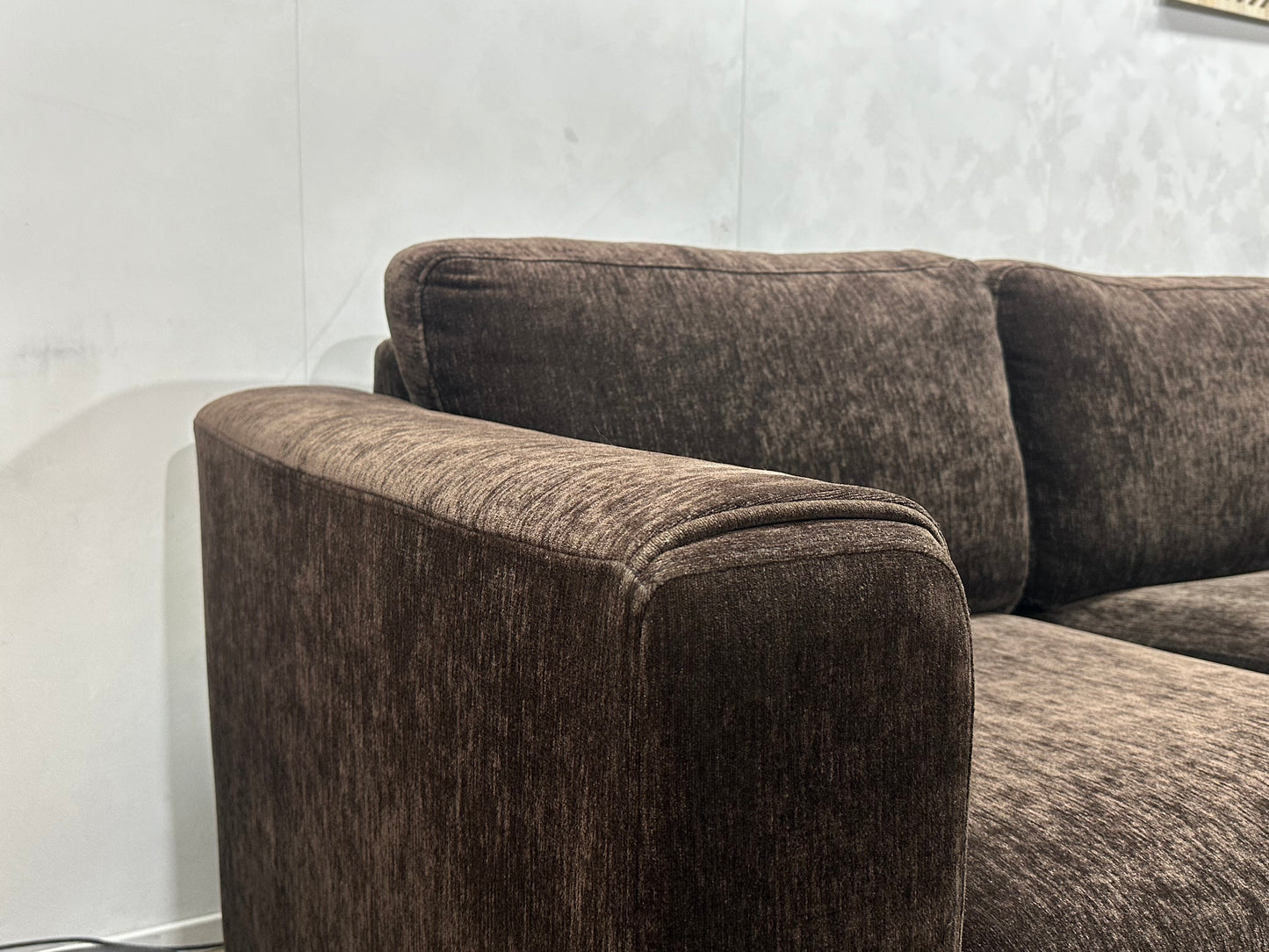H&H Bruine Velvet Hoekbank ~ Losse Kussens Met Afneembare Hoezen