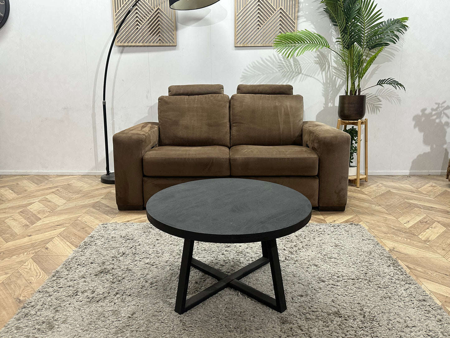 Bruine Velvet 2.5-Zits Bank ~ Relaxfunctie