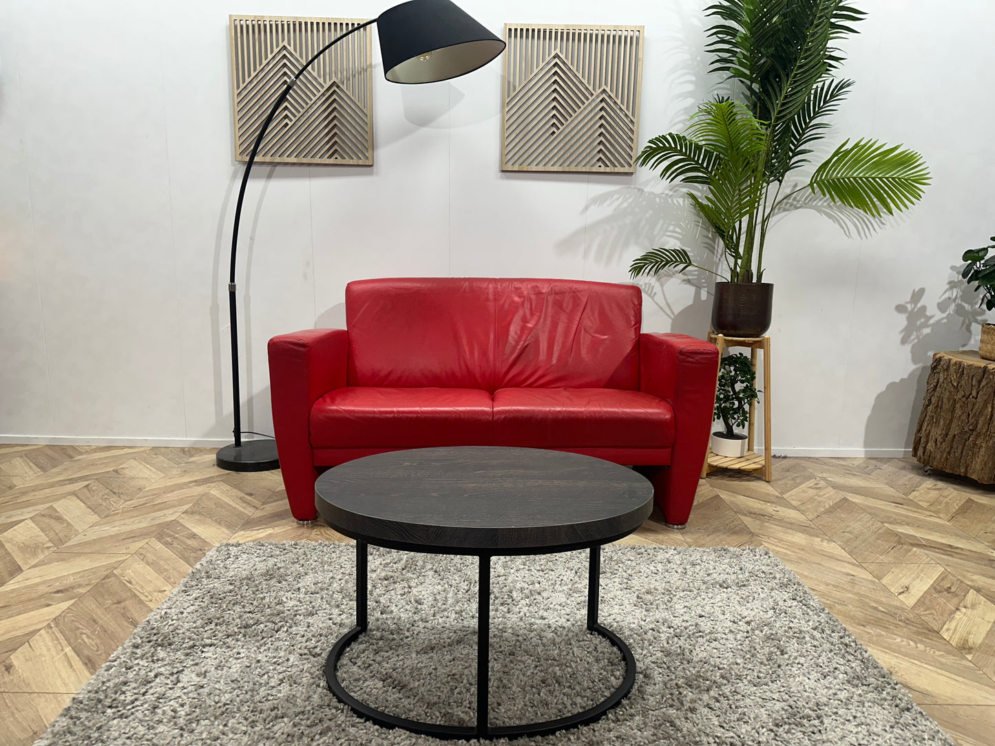 Montèl Rode Echt Lederen 2-Zits Bank ~ Inruilvoordeel